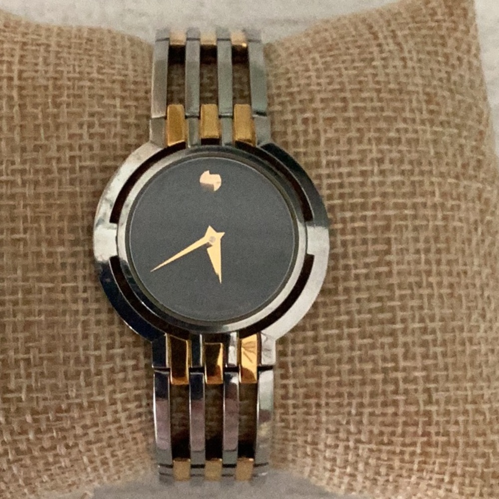 Movado Women's Black and Gold Watch